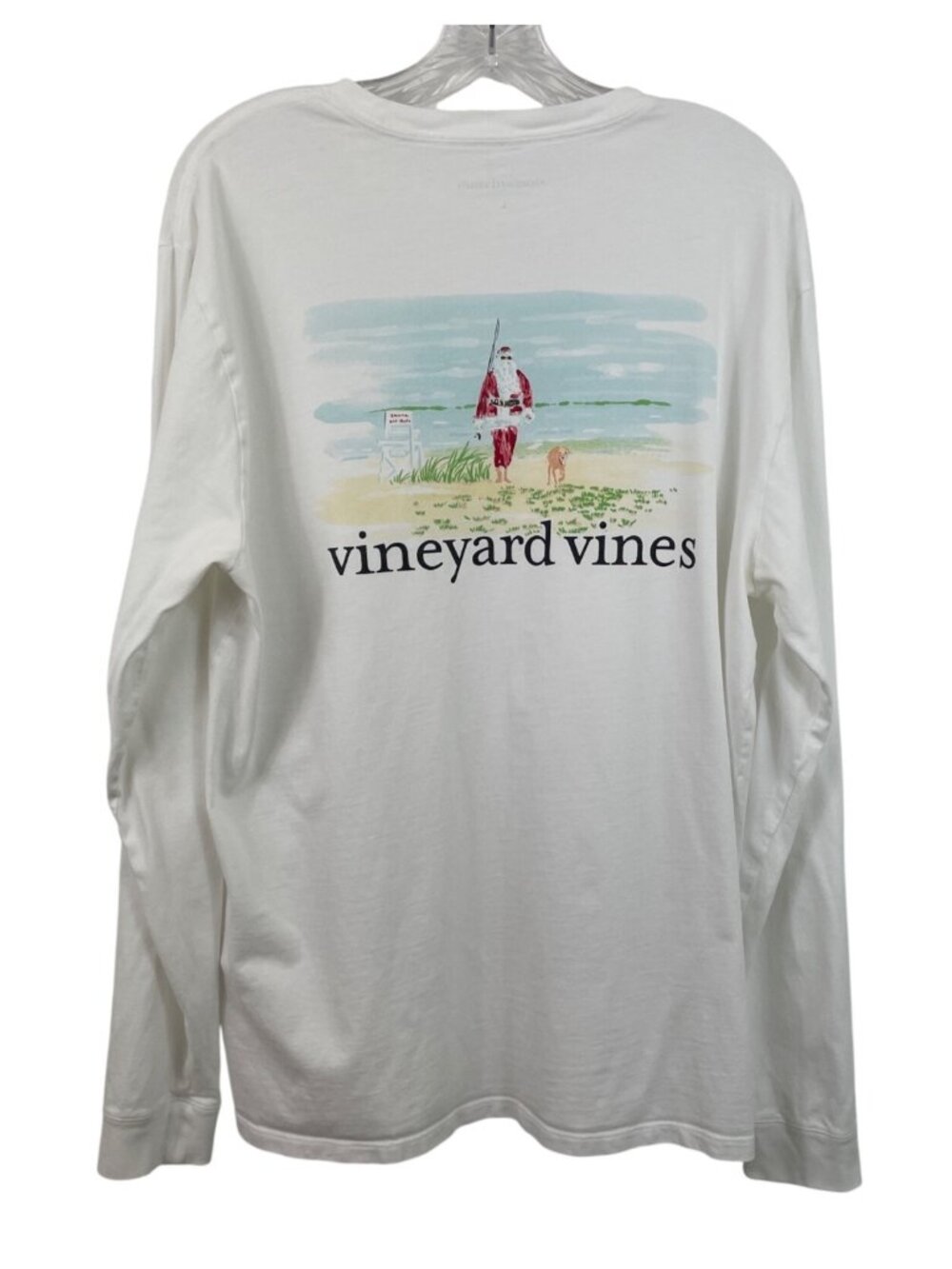 Vineyard Vines Santa Off Duty Long-Sleeve Pocket Tee White Size Large